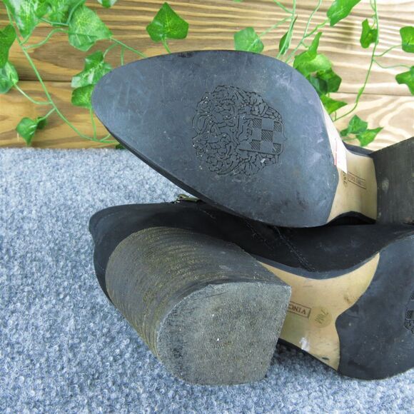 Vince Camuto Malika Women Ankle Boots Black Leather Zip Size 7.5‎ Medium - Picture 9 of 10